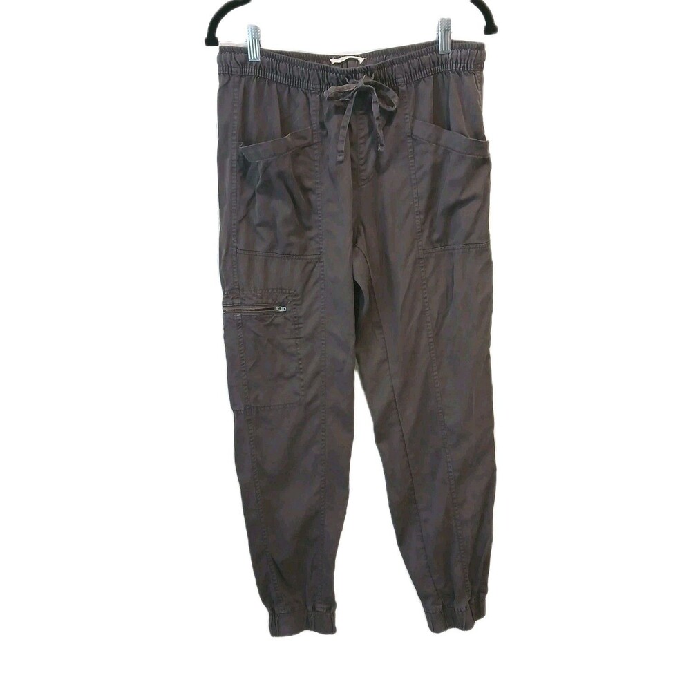 Nicole Miller Cargo Jogger Pants Pockets Adjustable Waistband Gray Size Medium